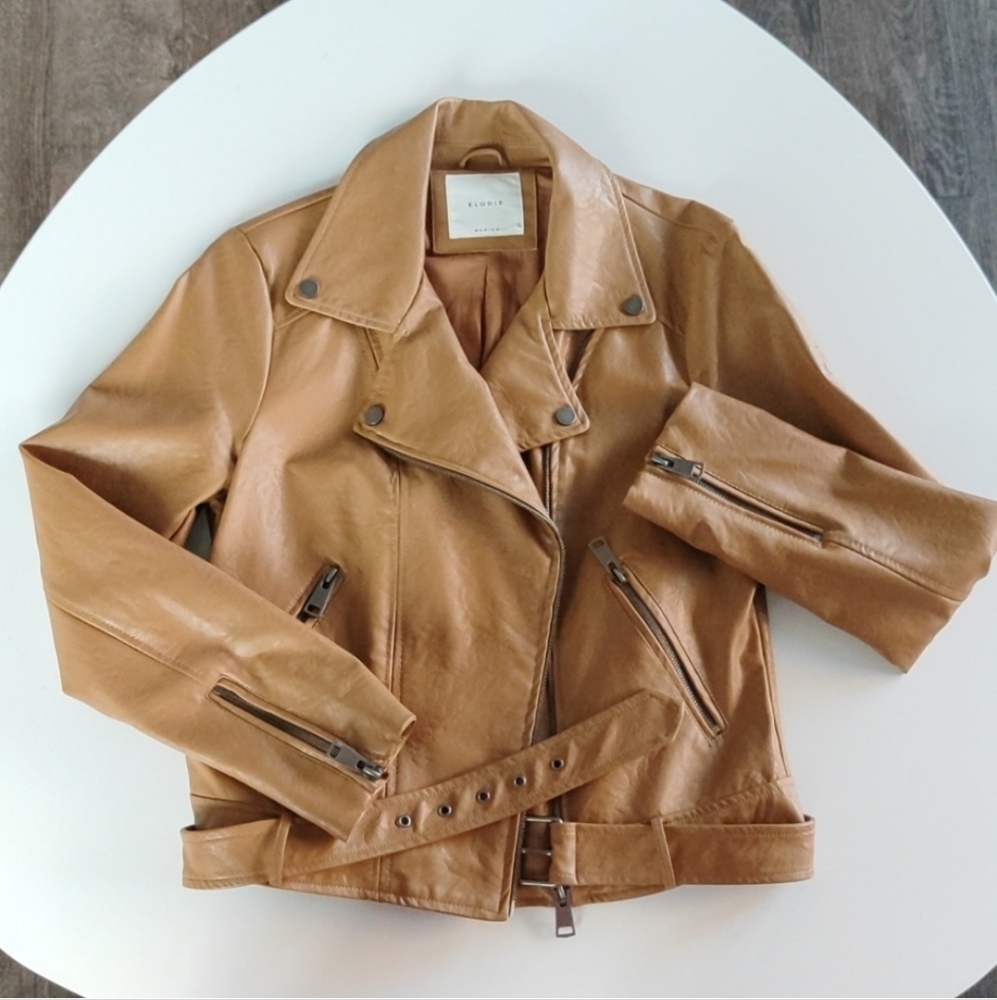 Elodie Camel Leather Jacket - Picture 5 of 7